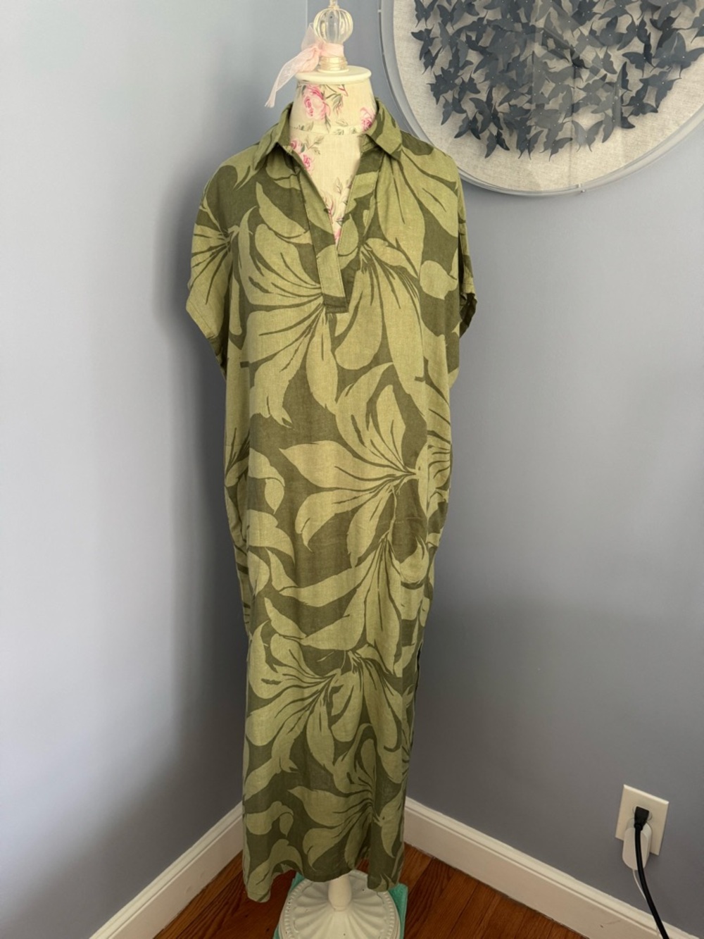 Rachel Zoe Olive Green Floral Print Maxi Dress